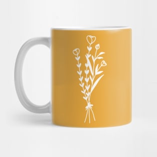 Wildflower Bouquet On Yellow One Line Art Flowers Mug